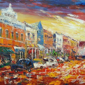 MAIN STREET, Laramie, Wyoming-Pen King-A647-Home Decor Holiday Artwork Texture Painting Dining Wall Art