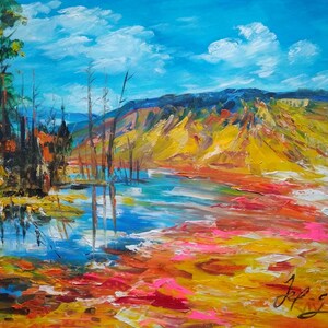 Grand Canyon Spring-Pen King -A1640-Home Decor Holiday Artwork Texture Painting Dining Wall Art