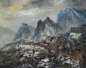 Montañas Bugaboo en Columbia Británica, Canadá-Pen King-A4244-Home Decor Holiday Artwork Texture Painting Dining Wall Art