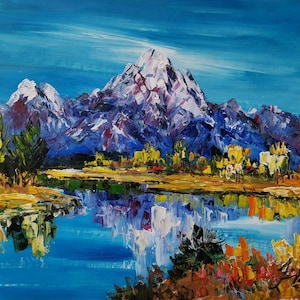 Blue Sky Grand Teton National Park, Wyoming-Pen King-A3049-Home Dekor Urlaub Kunstwerk Textur Malerei Esszimmer Wandkunst