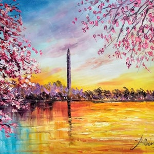 Cherry Bloom, Washington DC-Pen King-A1965-Home Decor Holiday Artwork Texture Painting Dining Wall Art