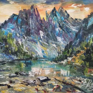Lake Agnes Lake in the Banff National Park of Alberta, Canada-Pen King-A4421-Home Decor Holiday Artwork Texture Painting Dining Wall Art