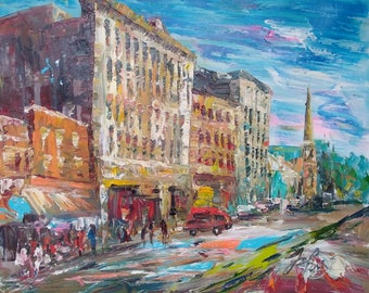Main Street North Adams, MA-PEN KING-A1285-Home Decor Holiday Artwork Texture Painting Dining Wall Art