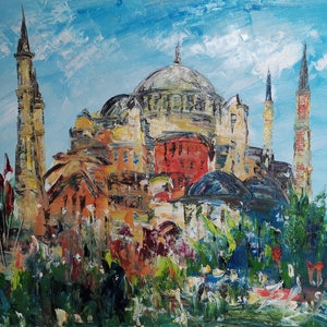 Mosque turkey ISTANBUL Temple HAGIA SOPHIA-Pen King-A3972-Home Decor Holiday Artwork Texture Painting Dining Wall Art