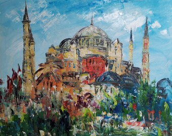 Mezquita pavo ESTAMBUL Templo HAGIA SOPHIA-Pluma Rey-A3972-Decoración del hogar Obras de arte navideñas Textura Pintura Comedor Arte mural