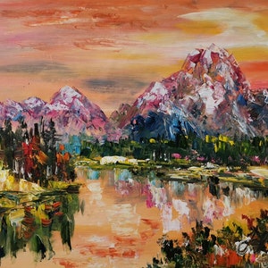 Sonnenuntergang Grand Teton Nationalpark, Wyoming-Pen King-A2995-Home Decor Urlaub Kunstwerk Textur Malerei Essen Wandkunst