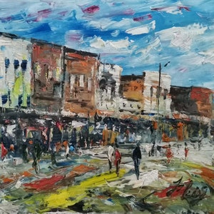 Downtown Aberdeen, Mississippi-Pen King-A4138-Home Decor Holiday Artwork Texture Painting Dining Wall Art