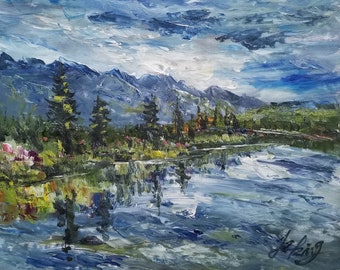 Lago Talbot, Parque Nacional Jasper, Columbia Británica, Canadá-Pen King-A4222-Home Decor Holiday Artwork Texture Painting Dining Wall Art