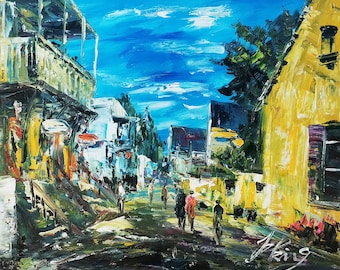 St. George Street, St. Augustine, Florida-Pen King-A3717-Home Decor Holiday Artwork Texture Painting Dining Wall Art