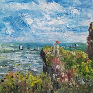 A Cliff Walk, Reproducción de Claude Monet-Pen King-A4171-Home Decor Holiday Artwork Texture Painting Dining Wall Art