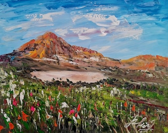 Mountains Wildflowers, Timpanogos Utah-Pen King-A3836-Home Decor Holiday Artwork Texture Painting Dining Wall Art