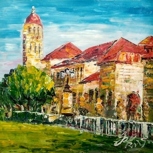 Hoover Tower Located in University Campus, Stanford, California-Pen King-A2167-Home Decor Holiday Artwork Texture Painting Dining Wall Art