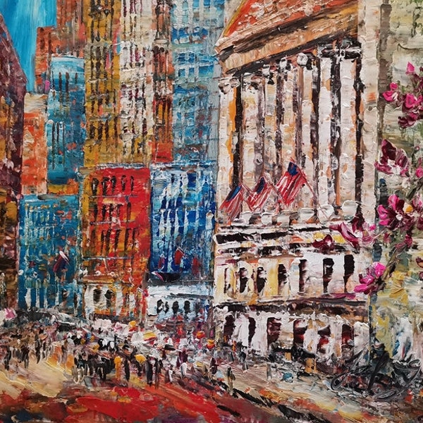 Wall Street Stock Exchange, New York-Pen King-A2775-Home Decor Holiday Artwork Texture Painting Dining Wall Art