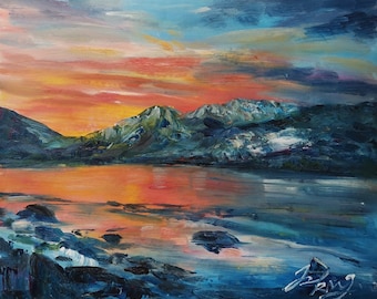 Sunset, Mount Timpanogos in Utah-Pen King-A3212-Home Decor Holiday Artwork Texture Painting Dining Wall Art