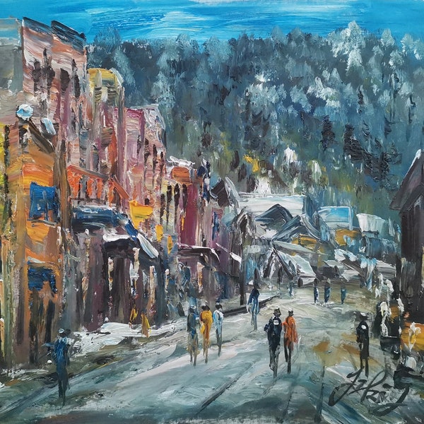 Telluride Main Street, Colorado-Pen King-A4950-Home Decor Holiday Artwork Texture Painting Dining Wall Art