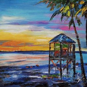 Sunrise Deerfield Beach, Florida-Pen King-A2420-Home Decor Holiday Artwork Texture Painting Dining Wall Art