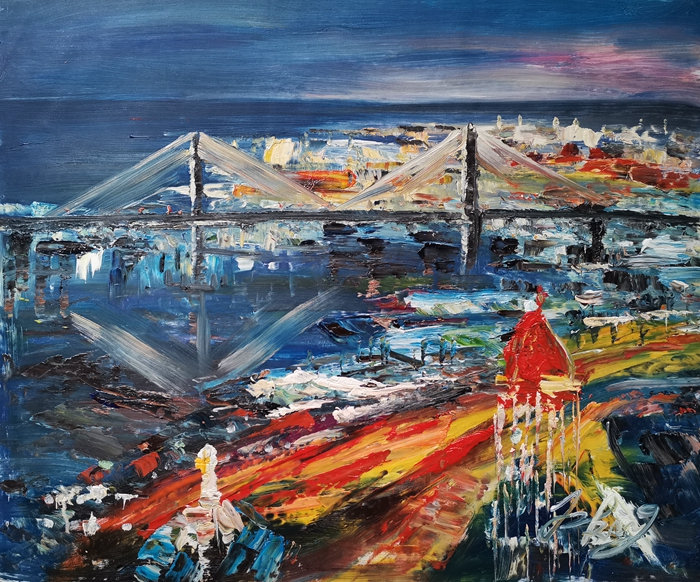 At Night Savannah River and Bridge, Ga-pen King-a3258-home Decor ...