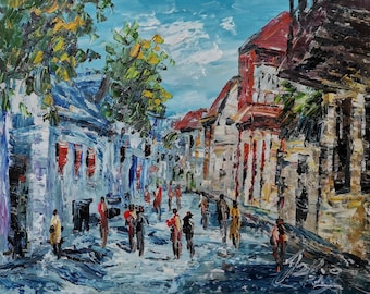 St. George Street, St. Augustine, Florida-Pen King-A3643-Home Decor Holiday Artwork Texture Painting Dining Wall Art