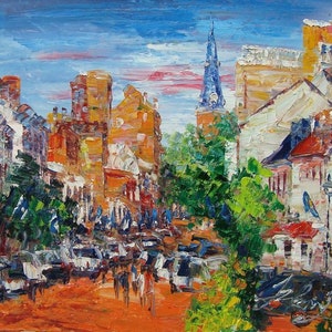 MAIN STREET, Annapolis MD-Pen King -7019-Home Decor Holiday Artwork Texture Painting Dining Wall Art