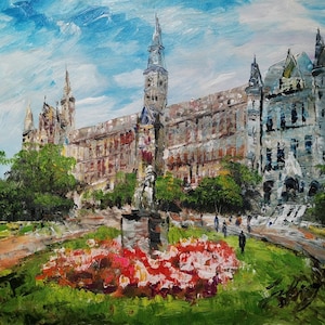 Main Bloom in University, Georgetown Campus , Washington DC-Pen King-A2666-Home Decor Holiday Artwork Texture Painting Dining Wall Art