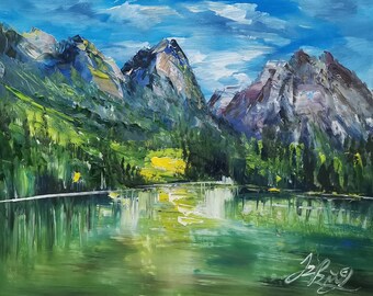 Emerald Lake, Parque Nacional Yoho, Columbia Británica, Canadá-Pen King-A4220-Home Decor Holiday Artwork Texture Painting Dining Wall Art