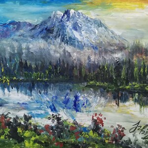 Mount Rainier National Park Washington-Pen King-A4228-Home Decor Holiday Artwork Texture Painting Dining Wall Art