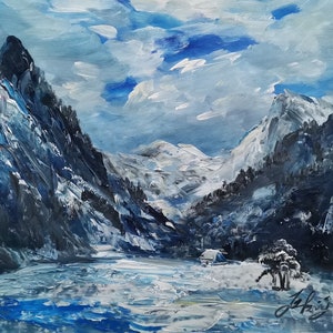 Banff Lake Louise, Alberta, Canada - national park-Pen King-A4322-Home Decor Holiday Artwork Texture Painting Dining Wall Art