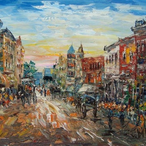 Main Street, Shelbyville, Illinois-Pen King-6915-Home Decor Holiday Artwork Texture Painting Dining Wall Art