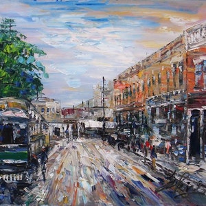 Main Street Chesterton, Indiana-Pen King -6753-Home Decor Holiday Artwork Texture Painting Dining Wall Art