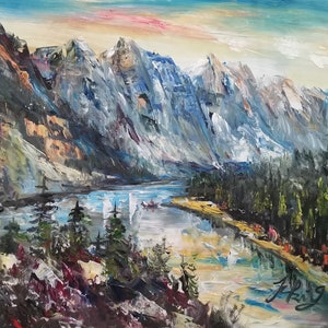 Sunset Moraine Lake in Banff National Park, Alberta, Canada-Pen King-A4412-Home Decor Holiday Artwork Texture Painting Dining Wall Art
