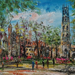 Tower Located in Duke University-Pen King -A3638-Home Decor Holiday Artwork Texture Painting Dining Wall Art