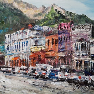 Main Street, Silverton Colorado-Pen King-A2303-Home Decor Holiday Artwork Texture Painting Dining Wall Art