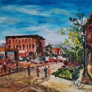 Downtown Fort Smith Arkansas-Pen King-A3057-Home Decor Holiday Artwork Texture Painting Dining Wall Art