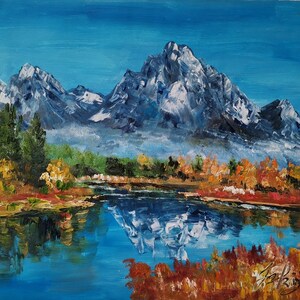 Blaue Grand Teton Nationalpark, Wyoming-Pen King-A2998-Home Decor Urlaub Kunstwerk Textur Malerei Essen Wandkunst