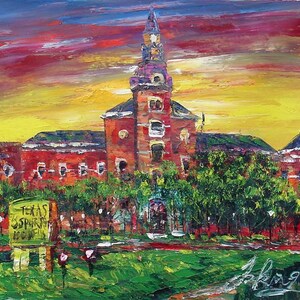 Garage Mahal, befindet sich in Baylor UNIVERSITY, TX-Pen King-6238-Home Decor Urlaub Kunstwerk Textur Malerei Essen Wandkunst