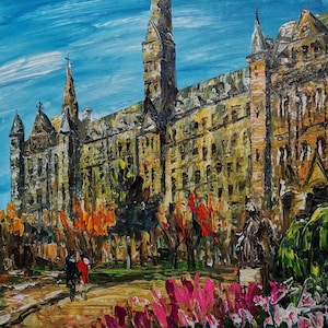 Ole Main in University Campus, Georgetown, Washington DC-Pen King-A2615-Home Decor Holiday Artwork Texture Painting Dining Wall Art