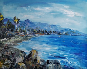Big Stones Bleibetter Strand, Santa Barbara California-Pen King-A3974-Home Dekor Urlaub Kunstwerk Textur Malerei Esszimmer Wandkunst