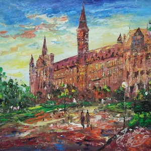 MAIN, Located in  Georgetown University-Pen King -A942-Home Decor Holiday Artwork Texture Painting Dining Wall Art