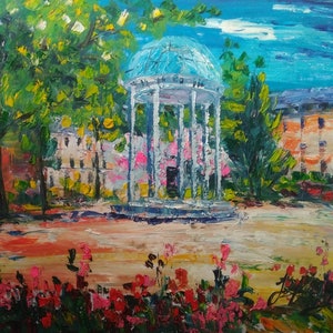 Greeting, Old Well in Campus, Located in UNC Chapel, NC-Pen King-A2187-Home Decor Holiday Artwork Texture Painting Dining Wall Art