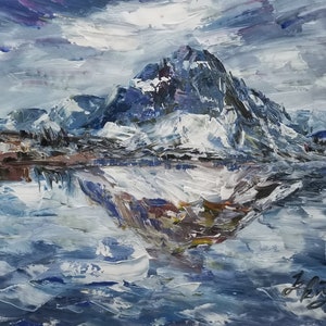 Crowfoot Mountain,  Bow Lake Banff, Alberta, Canada-Pen King-A4232-Home Decor Holiday Artwork Texture Painting Dining Wall Art
