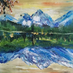 Cirque Lake British Columbia, Canada-Pen King-A4301-Home Decor Holiday Artwork Texture Painting Dining Wall Art