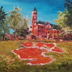 Tiger Paw University, Tillman Hall Campus, Klugh Avenue, Clemson, SC-Pen King-A2912-Home Decor Urlaub Kunstwerk Textur Malerei Esszimmer