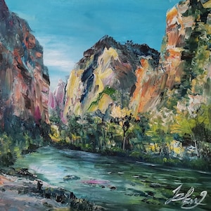 Zion Canyon, Zion National Park Utah-Pen King-A3431-Home Decor Holiday Artwork Texture Painting Dining Wall Art