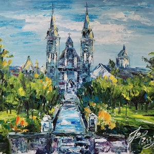 Spring St. Thomas of Villanova Church, Villanova, Pennsylvania-Pen King-A3516-Home Decor Holiday Artwork Texture Painting Dining Wall Art