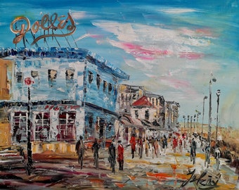 Dolles, Beach Boardwalk, Rehoboth Beach, Delaware-Pen King-A3797-Home Decor Holiday Artwork Texture Painting Dining Wall Art