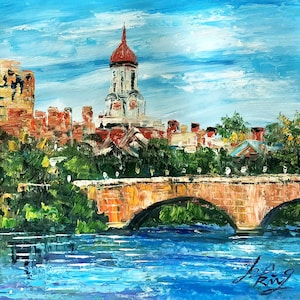 Harvard Bridge, University, Cambridge Along Charles River, MA-Pen King-A3670-Home Decor Holiday Artwork Texture Painting Dining Wall Art