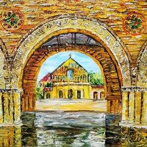 Gate, Located in Knight Way, Stanford, California-Pen King -A1195-Home Decor Holiday Artwork Texture Painting Dining Wall Art