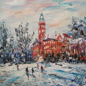 Snow Tillman Hall , University,  Klugh Avenue, Clemson, SC-Pen King-A2892-Home Decor Holiday Artwork Texture Painting Dining Wall