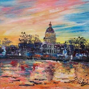Capitol Hill at Dawn, Washington DC-Pen King-A2466-Home Decor Holiday Artwork Texture Painting Dining Wall Art