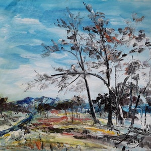 Bare Trees Denver Colorado -Pen King-A3373-Home Decor Holiday Artwork Texture Painting Dining Wall Art